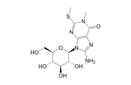 8-Amino-9-.beta.-D-glucopyranosyl-1-methyl-2-(methylthio)purin-6(1H)-one