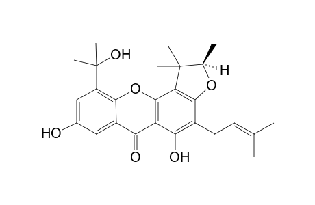 SCORTECHINONE_U;1,7-DIHYDROXY-5-(2'-HYDROXYISOPROPYL)-2-(3-METHYLBUTYL-2-ENYL)-4'',4'',5''-TRIMETHYLFURANO-(2'',3'':3,4)-XANTHONE