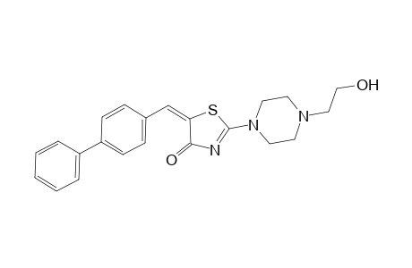 4(5H)-thiazolone, 5-([1,1'-biphenyl]-4-ylmethylene)-2-[4-(2-hydroxyethyl)-1-piperazinyl]-, (5E)-