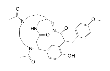 1,6,10,22-Tetraazatricyclo[9.7.6.1(12,16)]pentacosa-12,14,16(25)-triene-18,23-dione, 6,10-diacetyl-15-hydroxy-17-[(4-methoxyphenyl)methyl]-