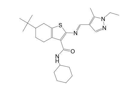 6-tert-butyl-N-cyclohexyl-2-{[(E)-(1-ethyl-5-methyl-1H-pyrazol-4-yl)methylidene]amino}-4,5,6,7-tetrahydro-1-benzothiophene-3-carboxamide