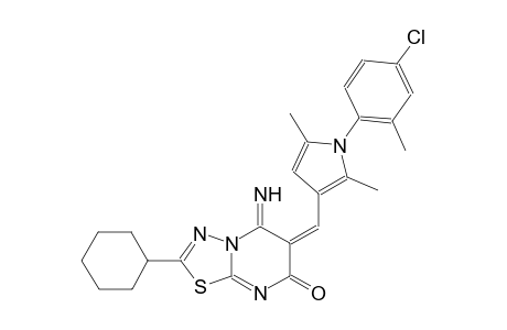 (6E)-6-{[1-(4-chloro-2-methylphenyl)-2,5-dimethyl-1H-pyrrol-3-yl]methylene}-2-cyclohexyl-5-imino-5,6-dihydro-7H-[1,3,4]thiadiazolo[3,2-a]pyrimidin-7-one