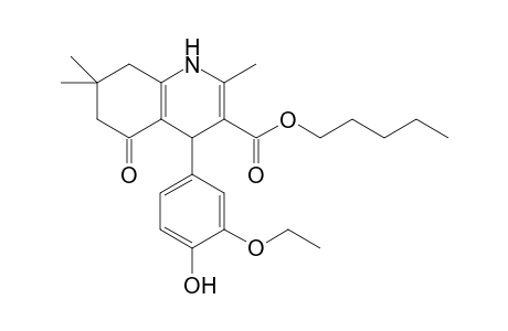 Pentyl 4-(3-ethoxy-4-hydroxyphenyl)-2,7,7-trimethyl-5-oxo-1,4,5,6,7,8-hexahydro-3-quinolinecarboxylate