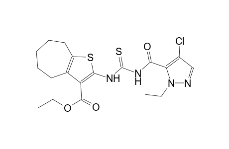 ethyl 2-[({[(4-chloro-1-ethyl-1H-pyrazol-5-yl)carbonyl]amino}carbothioyl)amino]-5,6,7,8-tetrahydro-4H-cyclohepta[b]thiophene-3-carboxylate