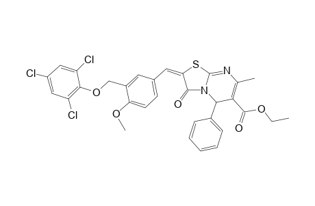 ethyl (2E)-2-{4-methoxy-3-[(2,4,6-trichlorophenoxy)methyl]benzylidene}-7-methyl-3-oxo-5-phenyl-2,3-dihydro-5H-[1,3]thiazolo[3,2-a]pyrimidine-6-carboxylate