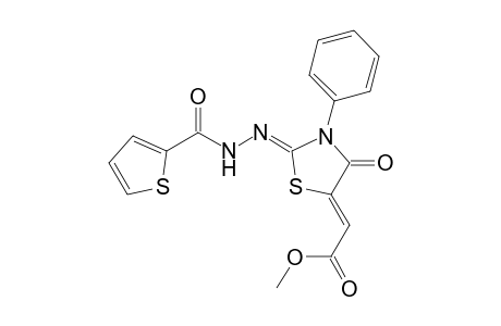 (Z)-Methyl-2-[((Z)-4-oxo-3-phenyl-2-(2-thiophene-2-carbonyl)-hydrazono)thiazolidin-5-ylidine]acetate