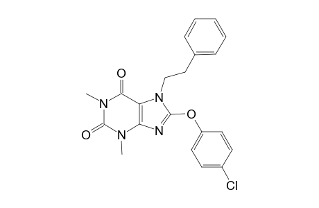 8-(4-Chlorophenoxy)-1,3-dimethyl-7-(2-phenylethyl)-3,7-dihydro-1H-purine-2,6-dione