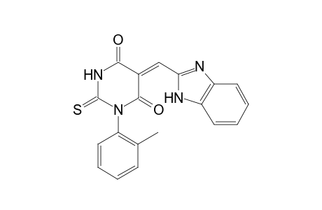 (5Z)-5-(1H-benzimidazol-2-ylmethylene)-1-(o-tolyl)-2-thioxo-hexahydropyrimidine-4,6-dione