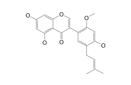 VOGELIN-F;5,7-DIHYDROXY-2'-METHOXY-5'-(3-METHYLBUT-2-ENYL)-ISOFLAVONE