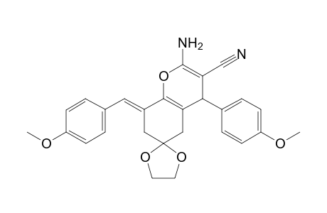 2-Amino-8-(4-methoxybenzylidene)-4-(4-methoxyphenyl)-4,5,7,8-tetrahydrospiro[chromene-6,2'-[1,3]dioxolane]-3-carbonitrile