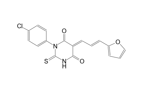 (5E)-1-(4-chlorophenyl)-5-[(2E)-3-(2-furyl)-2-propenylidene]-2-thioxodihydro-4,6(1H,5H)-pyrimidinedione