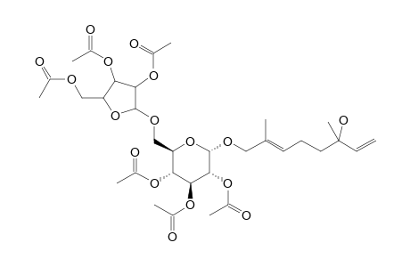 (E)-2,6-Dimethyl-2,7-octadiene-1,6-diol, 1-(6-o-.alpha.-arabinofuranosyl-.beta.-D-glucopyranosyl hexaacetate)