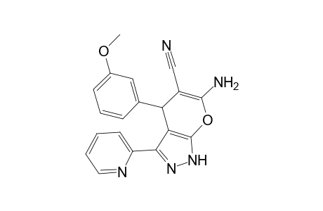 6-Amino-4-(3-methoxy-phenyl)-3-pyridin-2-yl-1,4-dihydro-pyrano[2,3-c]pyrazole-5-carbonitrile