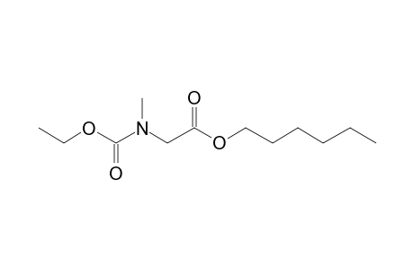 Glycine, N-methyl-N-ethoxycarbonyl-, hexyl ester