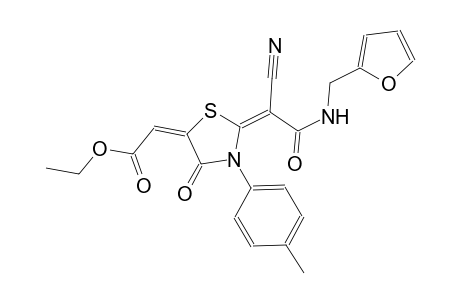 ethyl (2E)-[(2E)-2-{1-cyano-2-[(2-furylmethyl)amino]-2-oxoethylidene}-3-(4-methylphenyl)-4-oxo-1,3-thiazolidin-5-ylidene]ethanoate