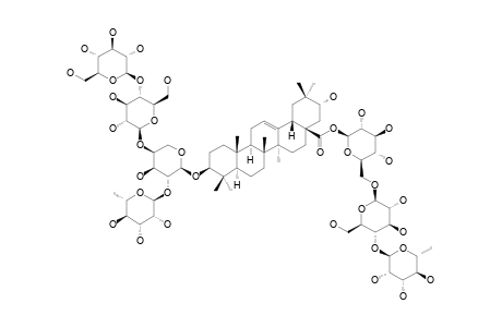 #5;3-O-BETA-D-GLUCOPYRANOSYL-(1->4)-[BETA-D-GLUCOPYRANOSYL-(1->4)]-ALPHA-L-RHAMNOPYRANOSYL-(1->2)]-ALPHA-L-ARABINOPYRANOSYL-21-ALPHA-HYDROXY-OLEANOLIC-ACID-28-