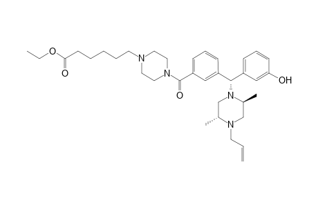 6-(4-{3-[(R)-((2S,5R)-4-Allyl-2,5-dimethyl-piperazin-1-yl)-(3-hydroxy-phenyl)-methyl]-benzoyl)-piperazin-1-yl)-hexanoic acid ethyl ester