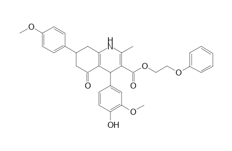 2-Phenoxyethyl 4-(4-hydroxy-3-methoxyphenyl)-7-(4-methoxyphenyl)-2-methyl-5-oxo-1,4,5,6,7,8-hexahydro-3-quinolinecarboxylate