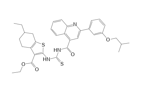 Ethyl 6-ethyl-2-{[({[2-(3-isobutoxyphenyl)-4-quinolinyl]carbonyl}amino)carbothioyl]amino}-4,5,6,7-tetrahydro-1-benzothiophene-3-carboxylate