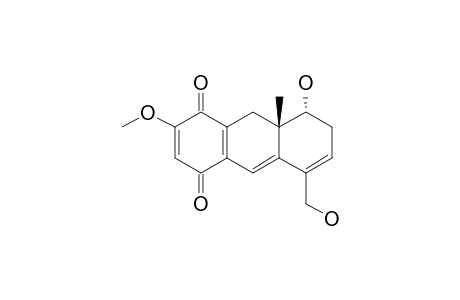 ONCOCALYXONE-A;REL-8-ALPHA-HYDROXY-5-HYDROXYMETHYL-2-METHOXY-8A,BETA-METHYL-7,8,8A,9-TETRAHYDRO-1,4-ANTHRACENEDIONE