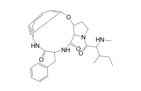 5,8-Ethenopyrrolo[3,2-b][1,5,8]oxadiazacyclotetradecine-12,15(1H,11H)-dione, 2,3,3a,13,14,15a-hexahydro-1-[3-methyl-2-(methylamino)-1-oxopentyl]-13-(phenylmethyl)-