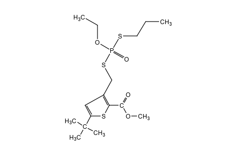 5-Tert-butyl-3-(mercaptomethyl)-2-thiophenecarboxylic acid, methyl ester, S-ester with o-ethyl S-propyl phosphorodithiaote