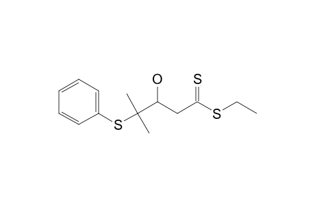 Ethyl 3-hydroxy-4-methyl-4-phenylsulfanylpentanedithioate