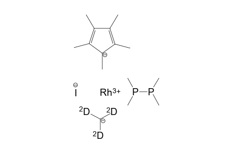 Rhodium(III) dimethylphosphanyl(dimethyl)phosphane-(1,2,3,4,5-pentamethylcyclopenta-2,4-dien-1-ide)trideuteriomethane iodide