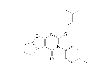 2-(isopentylsulfanyl)-3-(4-methylphenyl)-3,5,6,7-tetrahydro-4H-cyclopenta[4,5]thieno[2,3-d]pyrimidin-4-one