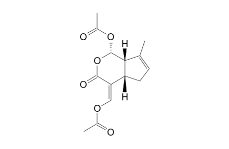 (+)-4,4A,5,7A-TETRAHYDRO-1-ACETOXY-4-(ACETOXYMETHYLENE)-7-METHYLCYCLOPENTA-[C]-PYRAN-3-(1H)-ONE