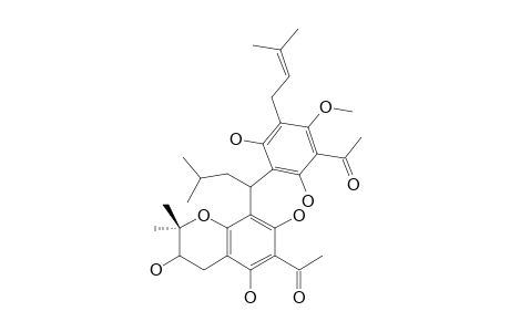 ACROPYRANOL_A;1-[8-[1-[3-ACETYL-2,6-DIHYDROXY-4-METHOXY-5-(3-METHYLBUT-2-EN-1-YL)-PHENYL]-3-METHYLBUTYL]-3,5,7-TRIHYDROXY-2,2-DIMETHYL