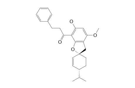 ADUNCTIN-C,(2'R*,4''S*)-1-[6'-HYDROXY-4'-METHOXY-4''-(1'''-METHYLETHYL)-SPIRO-[BENZO-[B]-FURAN-2'(3'H),1''-CYCLOHEX-2''-EN]-7'-YL]-3-PHENYLPROPAN-1-ONE