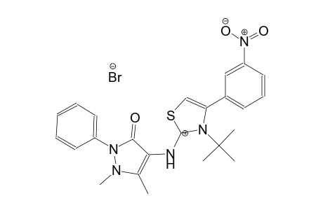 3-(tert-butyl)-2-((1,5-dimethyl-3-oxo-2-phenyl-2,3-dihydro-1H-pyrazol-4-yl)amino)-4-(3-nitrophenyl)thiazol-3-ium bromide