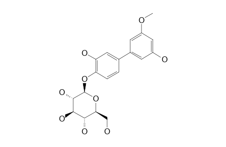 FORTUNEANOSIDE_A;3,3'-DIHYDROXY-5'-METHOXY-(1,1'-BIPHENYL)-4-O-BETA-D-GLUCOSIDE