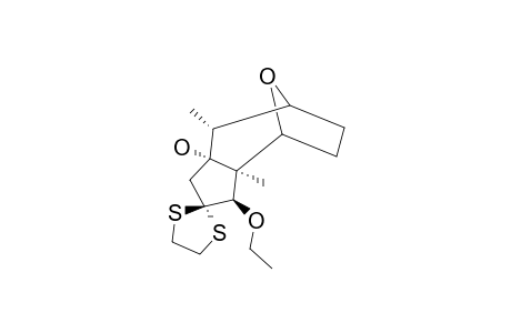 (1R*,2S*,5R*,6S*,7S*,10R*)-1,6-DIMETHYL-10-ETHOXY-7-HYDROXY-11-OXATRICYCLO-[5.3.0.1(2,5)]-UNDECAN-9-ONE-ETHYLENE-DITHIOKETALE