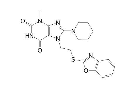 7-[2-(1,3-benzoxazol-2-ylsulfanyl)ethyl]-3-methyl-8-(1-piperidinyl)-3,7-dihydro-1H-purine-2,6-dione