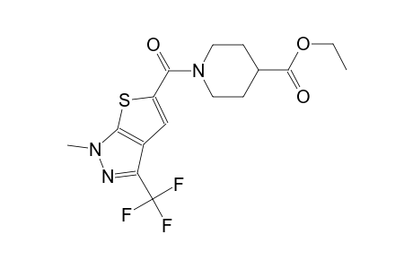 ethyl 1-{[1-methyl-3-(trifluoromethyl)-1H-thieno[2,3-c]pyrazol-5-yl]carbonyl}-4-piperidinecarboxylate