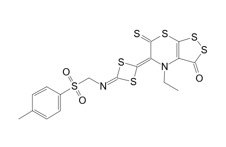 4-ETHYL-3-OXO-5-[4-[N-(PARA-TOLUENESULFONYLMETHYL)-IMINO]-[1,3]-DITHIETAN-2-YLIDENYL)-[1,2]-DITHIOLO-[3,4-B]-[1,4]-THIAZINE-6-THIONE