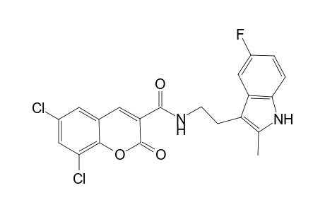 6,8-bis(chloranyl)-N-[2-(5-fluoranyl-2-methyl-1H-indol-3-yl)ethyl]-2-oxidanylidene-chromene-3-carboxamide