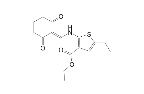 3-thiophenecarboxylic acid, 2-[[(2,6-dioxocyclohexylidene)methyl]amino]-5-ethyl-, ethyl ester