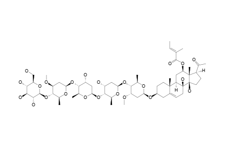 12-O-TIGLOYLISOLINEOLON-3-O-BETA-D-GLUCOPYRANOSYL-(1->4)-BETA-D-OLEANDROPYRANOSYL-(1->4)-BETA-D-DIGITOXOPYRANOSYL-(1->4)-BETA-D-DIGITOXOPYR