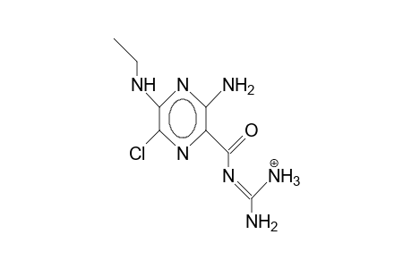 3-Amino-5-ethylamino-N-(amino-ammonium-methylidenyl)-6-chloro-pyrazine-carboxamide cation