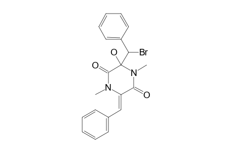 Erythro-(+/-)-(Z)-6-benzylidene-3-(alpha-bromobenzyl)-3-hydroxy-1,4-dimethyl-piperazine-2,5-dione