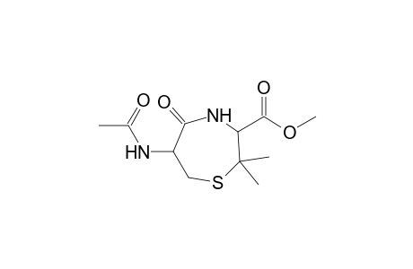 Methyl 5-oxo-2,2-dimethyl-6-(acetylamino)-perhydro-1,4-thiazepine-3-carboxylate