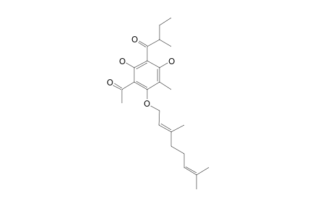 2-ACETYL-3,5-DIHYDROXY-1-GERANOXY-6-METHYL-4-(2-METHYL)-BUTYRYL-BENZENE