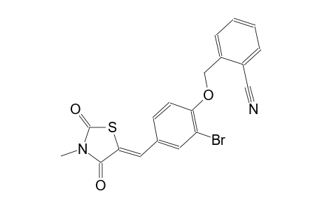 2-({2-bromo-4-[(Z)-(3-methyl-2,4-dioxo-1,3-thiazolidin-5-ylidene)methyl]phenoxy}methyl)benzonitrile