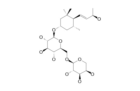 FOLIASALACIOSIDE-G;(3S,5R,6S,9R)-MEGASTIGMAN-7-EN-3,9-DIOL-3-O-ALPHA-L-ARABINOPYRANOSYL-(1->6)-BETA-D-GLUCOPYRANOSIDE