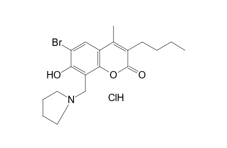 6-bromo-3-butyl-7-hydroxy-4-methyl-8-[(1-pyrrolidinyl)methyl]coumarin, hydrochloride