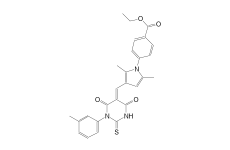 ethyl 4-{2,5-dimethyl-3-[(E)-(1-(3-methylphenyl)-4,6-dioxo-2-thioxotetrahydro-5(2H)-pyrimidinylidene)methyl]-1H-pyrrol-1-yl}benzoate