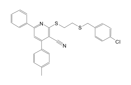 3-Pyridinecarbonitrile, 2-[[2-[[(4-chlorophenyl)methyl]thio]ethyl]thio]-4-(4-methylphenyl)-6-phenyl-